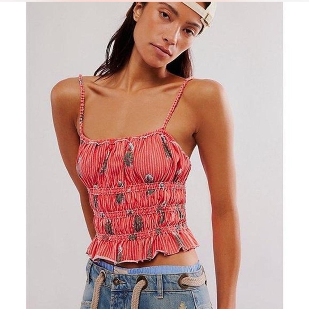 NWT Free People Smocked Ruffled Camisole